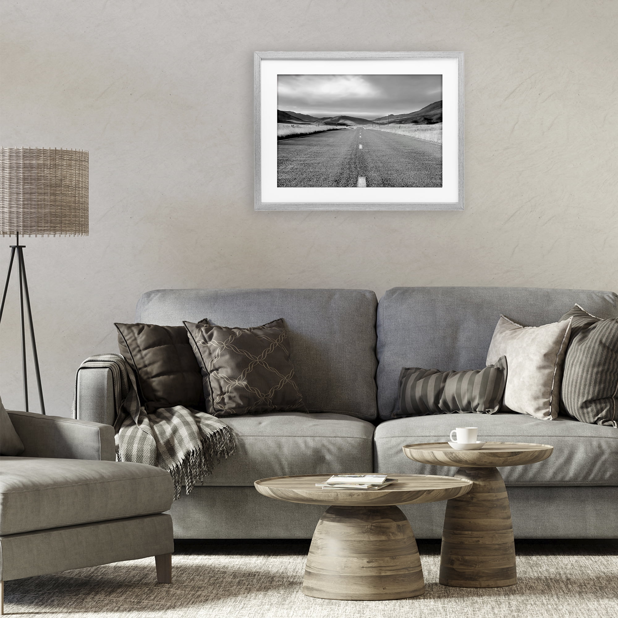 Stupell Industries Open Road Through Rolling Hills Gray Framed Print Under Glass, design by Steve Toole