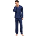 thumbnail image 4 of Keevoom Men's Silk Pajama Set Casual Long Sleeve Satin Pajamas Sleepwear, 4 of 6