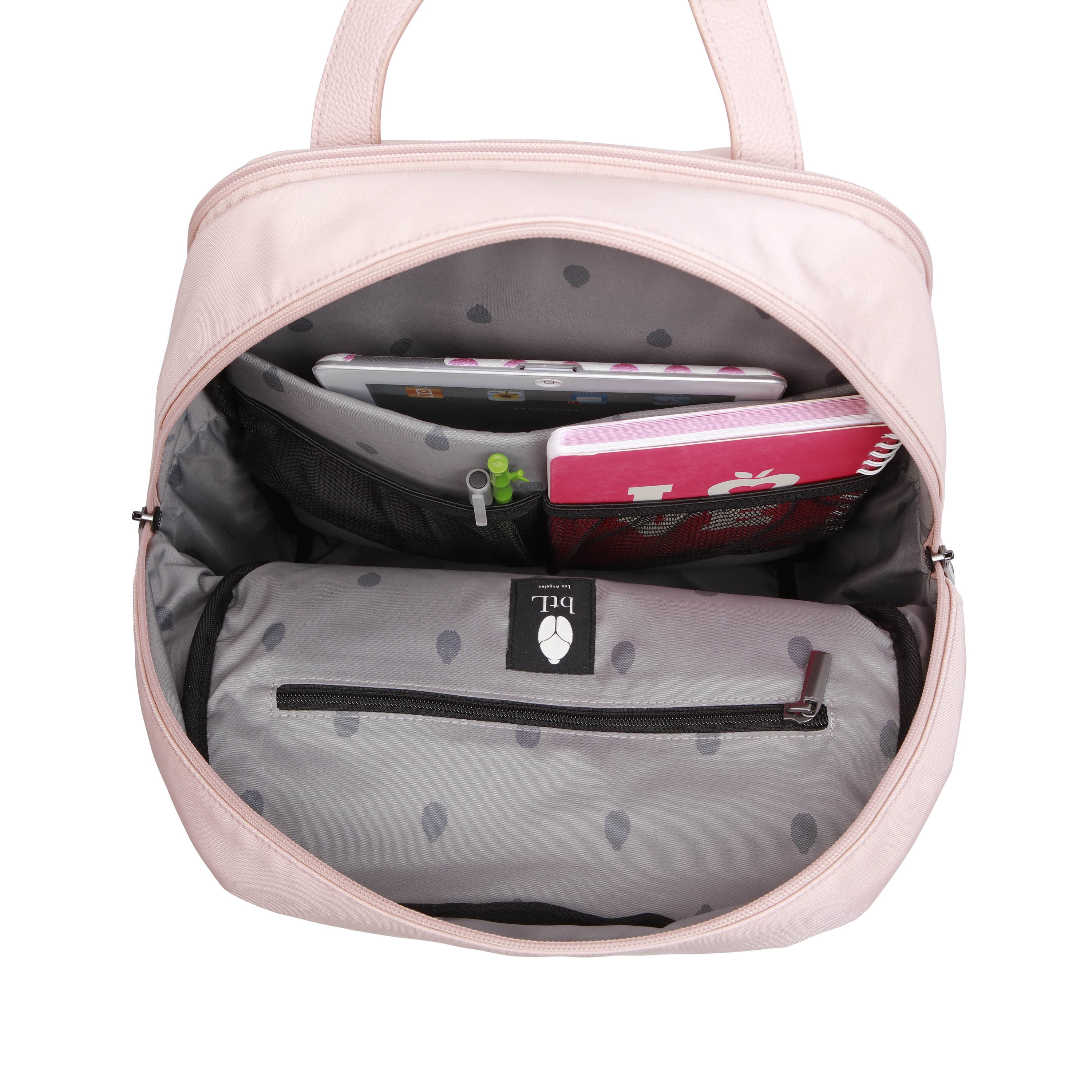 btL 16-inch Nylon Convertible Travel Backpack Tote with 15-inch Laptop Sleeve, Rose Smoke