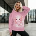 thumbnail image 5 of COEQINE Women's Hoodies Casual Printing Oversized Pullover Sweatshirts Soft Long Sleeves Y2K Cozy Fashion Loose Lightweight Sweatshirt Axolotl Pink Fall winter Outfits Clothes, S, 5 of 7