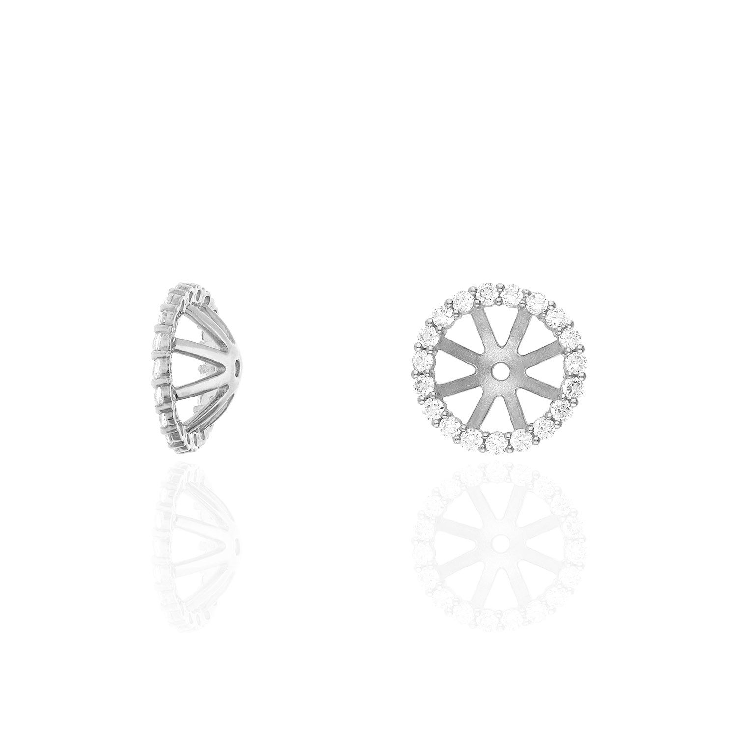 14K White Gold Created Diamond Halo Earring Jackets And Studs - image 2 of 5