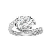 Charles & Colvard White Gold Moissanite by Charles & Colvard 7.5mm Round Bypass Engagement Ring-Size 6, 1.74cttw DEW