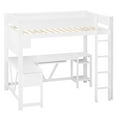 thumbnail image 6 of Mirightone Wood Full Size Gaming Loft Bed with Desk and Storage, High Gaming Loft Bed Full with LED Light for Adults Teens (White), 6 of 7
