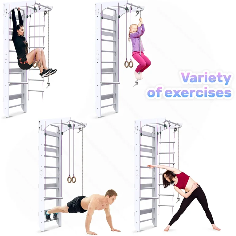 WEDANTA Wooden Swedish Ladder Wall Set Kids Stall Bars for Exercise Kids Swedish Gymnastic Wall Gym Wood Stall Bar Gymnastics Playground Best Gym for All Family Walmart