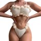 thumbnail image 1 of Gibobby Trajes de Baño Mujer Conjunto de bikini de traje de baño con correa de ajustable con cuello en V y cintura alta sexy a la moda para mujer(Blanco,CH), 1 of 5