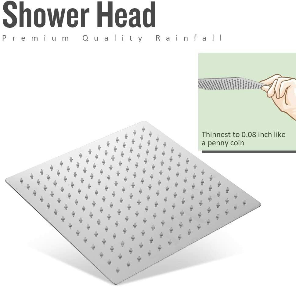 Zovajonia LED Shower Head Ceiling Mount Stainless Steel Over Head Rain Shower Sprayer Brushed Nickel