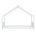 thumbnail image 4 of Twin Size Montessori Bed with LED Light Strips, Metal Floor Bed with Headboard and Footboard,Twin House Bed Frame with Slats Support（White), 4 of 9