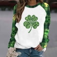 thumbnail image 2 of Wo-Fusoul Chandail de la Saint-Patrick pour Femmes, Coupe Ample Décontractée à Manches Longues Imprimé Col Rond, Vert, 2 of 5