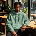 thumbnail image 5 of Domuza Fleece Hooded Sweatshirt for Men Casual Long Sleeve Hoodies Pullover Fashion Drawstring Hoodie with Kanga Pocket Mint Green 3XL, 5 of 7