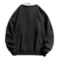 thumbnail image 6 of ZRGHAOYLQ Henley Sweatshirts for Men Lapel Collar Drop Shoulder Casual Long Sleeve Pullover Sweatshirt Tops Solid Color Button Up Shirt Black L, 6 of 7