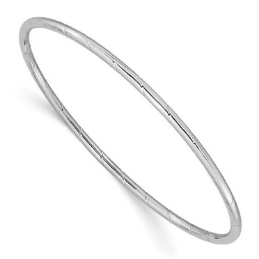 Primal Gold 14 Karat White Gold 2.5mm Grooved Slip-on Bangle