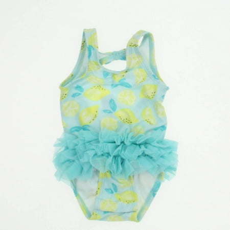 

Pre-owned Cat & Jack Girls Aqua | Yellow 1-piece Swimsuit size: 3-6 Months