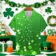 thumbnail image 1 of Ceisia Men's St. Patrick's Day Gradient Green Shamrock Print Stretch Short Sleeve Shirt Multicolor XXXXL Gifts, 1 of 5
