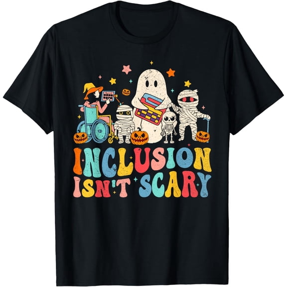 Inclusion Isn't Scary Ghost Mummy Halloween Vintage Gifts Men Woman T-shirt