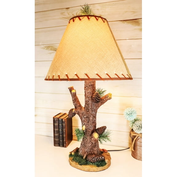 Large 26.75"H Vintage Rustic Mountain Pinecone Pine Tree Needles Bark Table Lamp