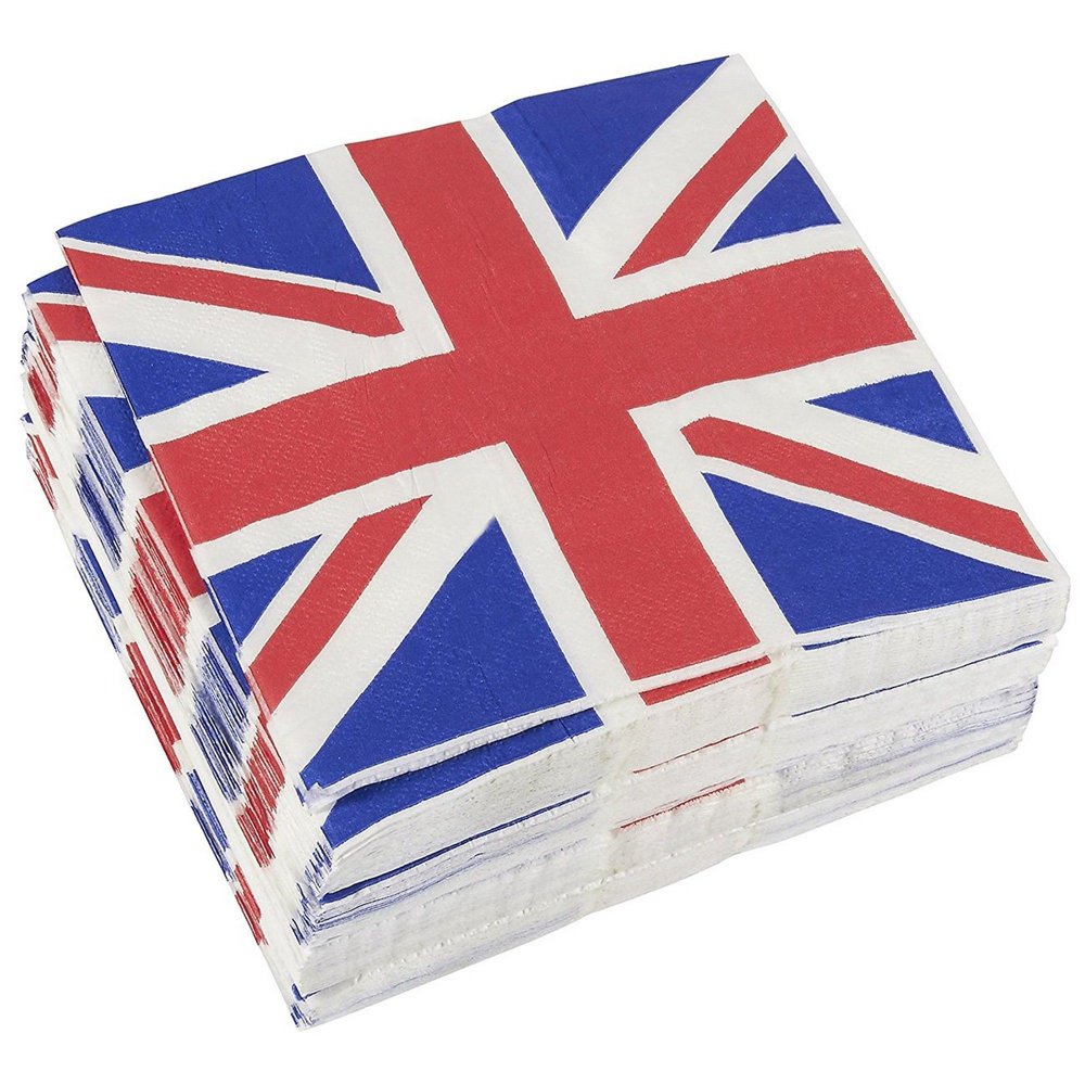 100Pack London Paper Napkins, Disposable Lunch Napkins with UK Flag Decorative Design for