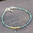 thumbnail image 3 of Multi Sapphire 2-2.5mm Rondelle Shape Faceted Cut Beads 7 inch Adjustable Silver Plated Clasp Bracelet for men, women, unisex. Link Chain Stacking Bracelet.|LINK_04930, 3 of 4