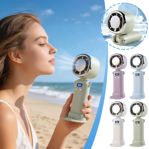 Turbine Handheld Fan with Ice Cooling Semiconductor Digital Display Base Charging 199 Speed Settings Rechargeable Portable Mini Fan for Travel Office by PALIFEUR