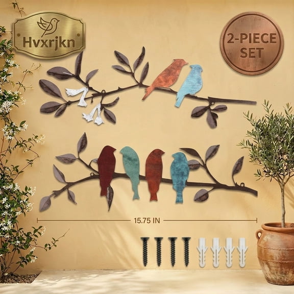 Hvxrjkn 2 Pcs Metal Bird Wall Art Realistic Bird Wall Art Decorative Metal Bird Wall Decor Easy to Install Bird Art Wall Decor for Home Balcony Indoor Outdoor