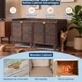 thumbnail image 4 of Double Litter Box Enclosure for 2 Cats - Rattan Hidden Cat Furniture with Litter Mat 2 Hooks & Doors, Large Cat House for 2 Litter Boxes, Easy Clean, 47.2" l x 19.7" w x 23.6" h Brown, 4 of 7