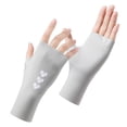 thumbnail image 4 of Bmisegm Gloves for Women Breathable Thin Summer Ice Silk Half Finger Sun Blocking Driving Cycling Outdoor Mittens Light Gray, 4 of 5