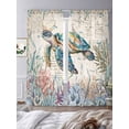 thumbnail image 3 of Blue Sea Turtle Coastal Sheer Curtains 96 Inch Length 2 Panels Set, Vintage Summer Beach Coral Ocean Voile Window Treatment Semi Sheer Long Curtains Drapes for Bedroom/Living Room/Kitchen 52"x96"x2, 3 of 7