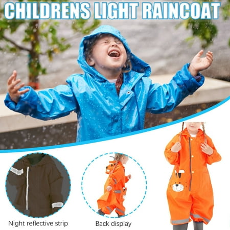 

DENGDENG Toddler Baby Child Children Kids Lightweight Summer Full Raincoat Windbreaker Hooded Solid Rain Coat Windproof Waterproof Sleeveless Rain Suit