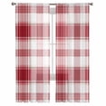 thumbnail image 2 of Red Checkered Semi Sheer Curtains 96 Inch Length 2 Panels Set, Red White Plaid Farmhouse Sheer Kitchen Curtain Privacy Voile Window Curtain for Living Room Bedroom Rod Pocket Drapes, 2 of 7