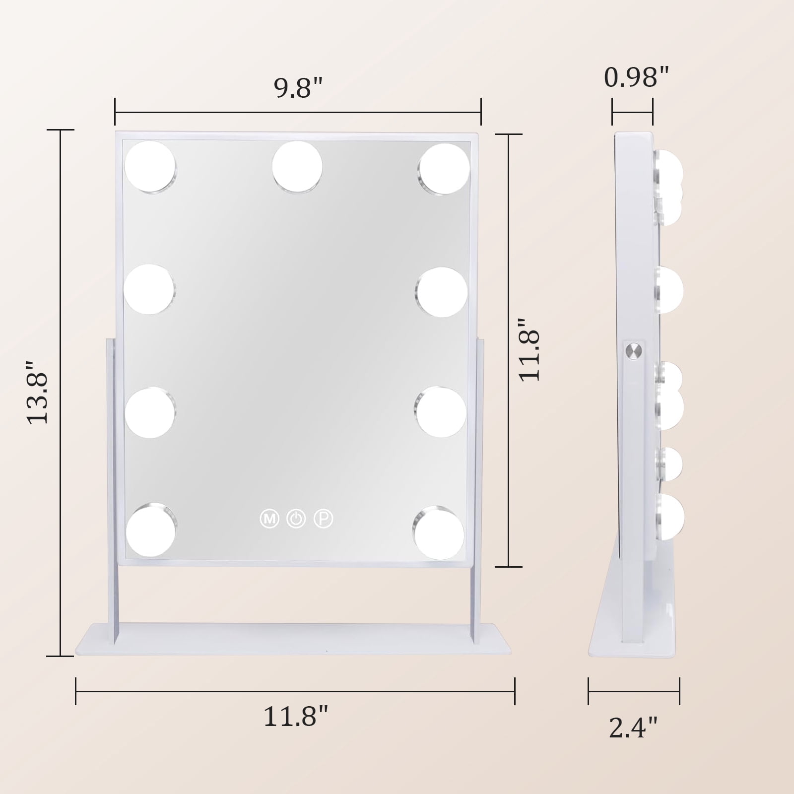 KUOSE LED Makeup Mirror, with 10X Magnification Adjustable Brightness & Color Temperature, 360° Rotatable, Perfect for Makeup Artists & Home Use