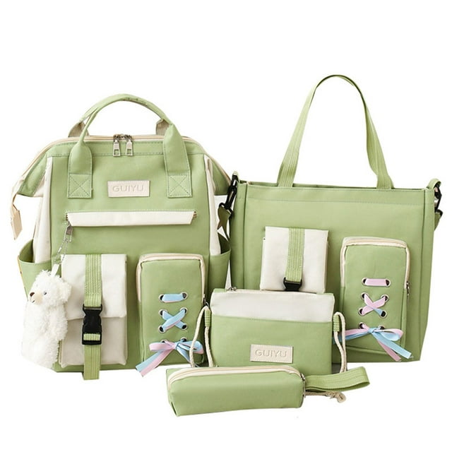 Girls School Bag Set Cute 5PCS Large Capacity Campus Backpack Elementary Bookbag