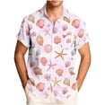 thumbnail image 3 of Xcmzpl Hawaiian Print Vacation Aloha Shirt for Men Rolled-up Short Sleeve Casual Button Down Shirts Lightweight Summer Graphic Tees Pink XXXXL, 3 of 7