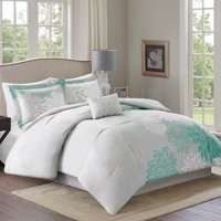 Comfort Spaces Enya 5 Piece Floral Printed Comforter Set, Queen, Aqua
