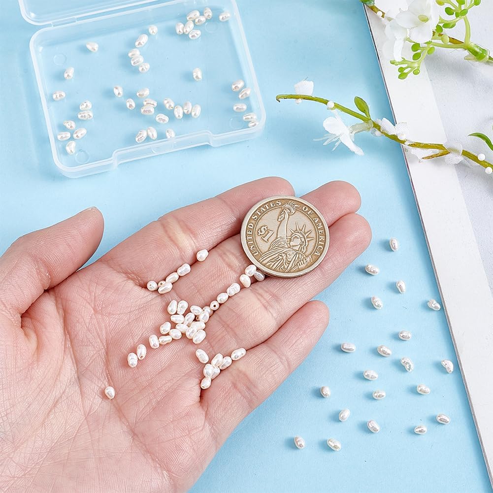 68Pcs Natural Cultured Freshwater Pearl Bead Strand Loose Bead Bulk Irregular Pearl Beads Seashell Color for DIY Bracelets Earring Necklace Jewelry Making CraftHole:0.8mm Brown