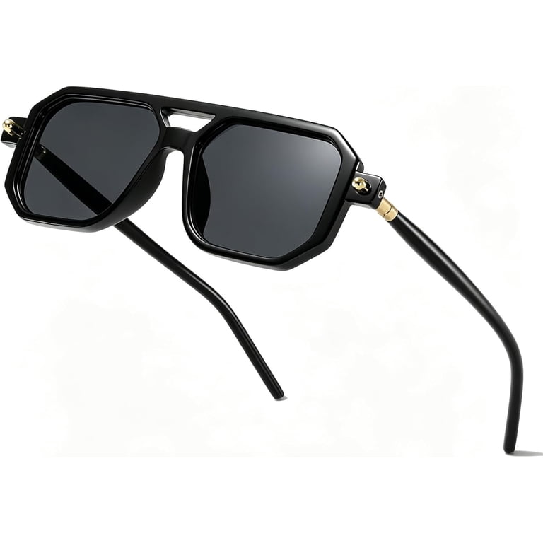 Retro Square Aviator Sunglasses Women Men UV Protection Vintage Shades Vintage Square Polarized Aviator Sunglasses for Men Women  main image 3