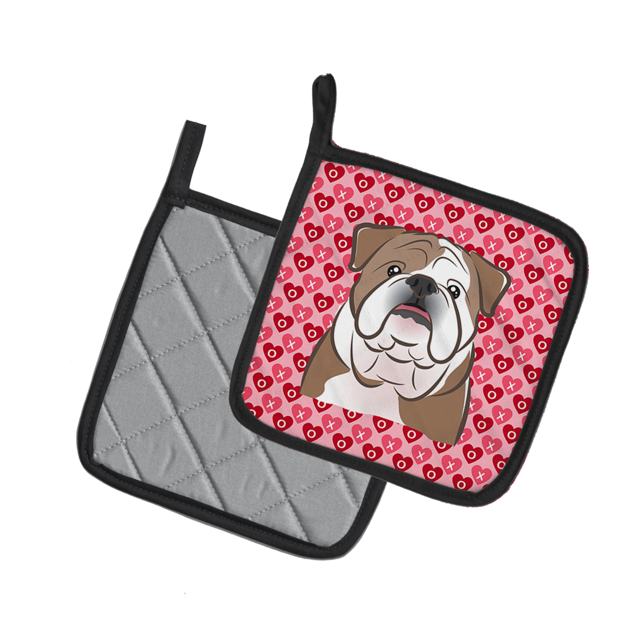 Caroline's Treasures English Bulldog Hearts Pair of Pot Holders
