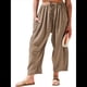 thumbnail image 2 of Pantalones Palazzo Harem Informales Holgados con Cordón para Mujer, para Verano, Playa, Viajes, Vacaciones, con Bolsillos. Caqui L, 2 of 6