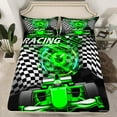 thumbnail image 2 of Erosebridal Fast Car Bed Sheets King,Black Green Bedding King Size,Car Theme Sheet Set King,Microfiber Geometric Room Decorative,4 Pieces, 2 of 7
