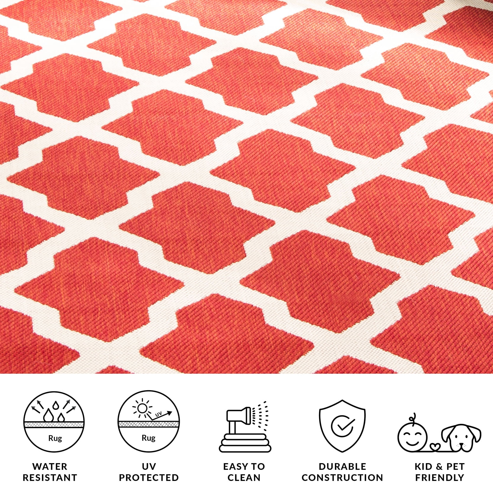 Safavieh Courtyard Amber Geometric Indoor/Outdoor Area Rug, Red/Bone, 4' x 5'7"