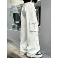 thumbnail image 2 of Happy Cherry Girls Hip Hop Pants Kids Cargo Trousers Baggy Jeans Trousers Loose Streetwear Elastic Waist 11-12 Years White, 2 of 6
