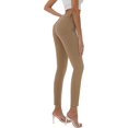 thumbnail image 3 of Pantalones vaqueros elásticos ajustados de tiro medio de colores con bolsillos reales completos de algodón 98 % coloridos para mujer (estándar y grande) Khaki-basic4 Short, 3 of 5