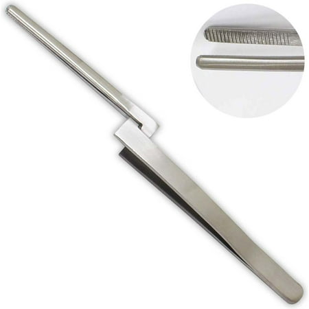 0.375 Inch Round Nose - 6-1/4 Inch Stainless Steel Rounded Nose Cross Lock Tweezers