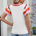 thumbnail image 5 of Posijego Womens Summer Short Sleeve Sweaters Striped Color Block Pullover Tops Lightweight Knit Sweater, 5 of 6