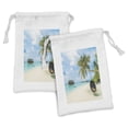 thumbnail image 1 of Ocean Fabric Pouch Set of 2, Exotic Beach in the Maldives with Crystal Waters and Palm Trees on the Sand Tropical, Drawstring Bag for Toiletries Masks and Favors, 9" x 6", Multicolor, by Ambesonne, 1 of 2