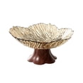 thumbnail image 2 of Faux Wood Grain Pedestal Serving Bowl, Clear Petal Shape Plastic, Vintage Style Fruit, Candy and Snack Bowl With Raised Base for Table or Home Kitchen, 2 of 6