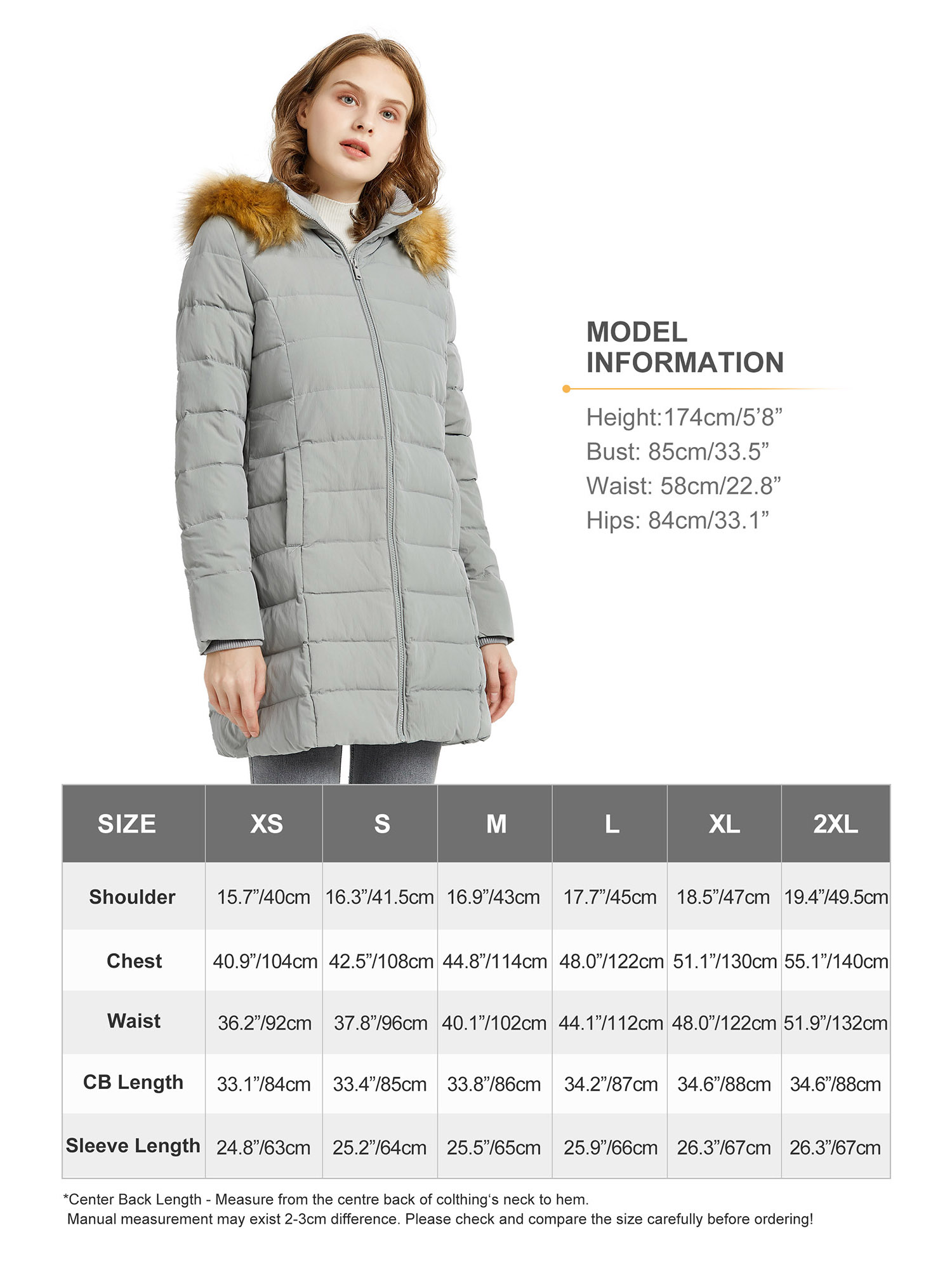 Orolay Women's Lightweight Quilted Down Jackets Water Resistant Slim Winter Coat Grey L - image 5 of 5
