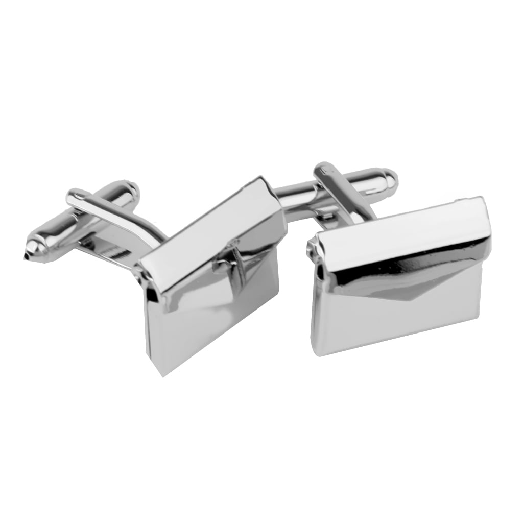 Silver Mens Shirt Cufflinks Business Suit Envelope Shape Wedding Party