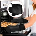 thumbnail image 3 of Extra Long Silicone Oven Mitts Heavy Duty Commercial Grade Oven Mitts Heat Bbq Gloves with Quilted Cotton Lining 2 Pack, 3 of 8