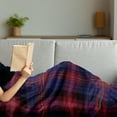 thumbnail image 3 of Checkered Soft Flannel Fleece Blanket, Vibrant Colored Old Fashion Pattern Folkloric British Culture Inspired, Cozy Plush for Indoor and Outdoor Use, 50" x 60", Royal Blue Red Black, by Ambesonne, 3 of 5