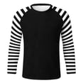 thumbnail image 3 of Mens T-shirts Long Sleeve Striped Crewneck T Shirt Soft Casual Basic Top Comtable Relaxed Daily Wear Tees Black L, 3 of 4