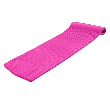 74" Pink Floating Foam Swimming Pool Mattress Lounger with Head Rest